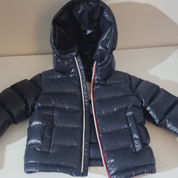 Moncler Shiny Navy Puffer Jacket for Kids - Picture 1 of 8